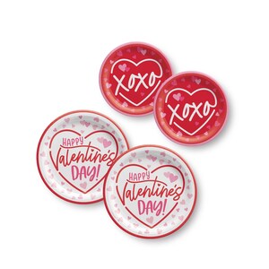 Set di piatti per feste di San Valentino - Articoli per feste di San Valentino, decorazioni per feste XOXO, Be Mine, stoviglie per San Valentino, decorazioni per feste di San Valentino