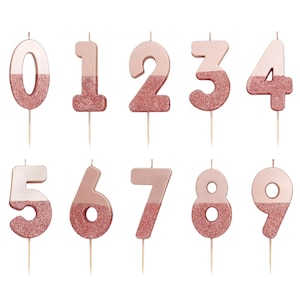 Rose Gold Number Candle for Birthday Cake Decorations