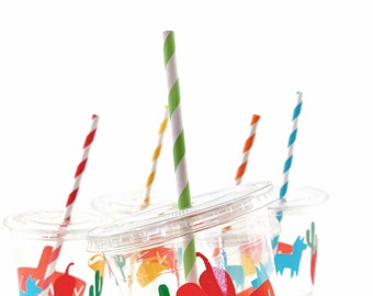 Fiesta Cups 12ct - Fiesta Party Favor Cups, Disposable Drink Cups, Cinco De Mayo Decorations, Mexican Party, Fiesta Shower, Fiesta Birthday