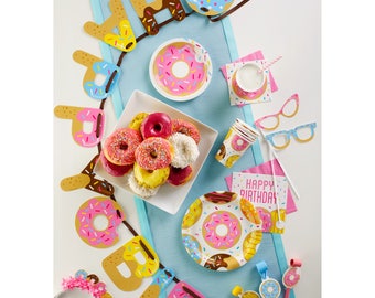 Donut Banner - Donut-Partydekoration, Donut-Geburtstags-Partyzubehör, Donut-Girlande, Streusel-Party, Donut-Babyparty-hängende Dekorationen