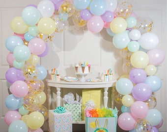 Kit guirlande de ballons pastel - Kit arc de ballon, fête pastel arc-en-ciel, décorations d'anniversaire pastel, décorations de fête pastel, ballons arc-en-ciel