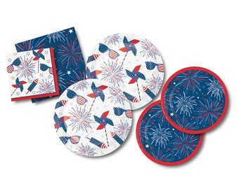 July 4th Party Supplies - Fireworks Party Decorations, 4th of July Party, Patriotic Party, Stars and Stripes, Independence Day Celebration