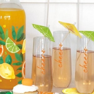 50 Fruit Cocktail Umbrellas - Citrus Drink Toppers, Fruit Birthday Decor, Citrus Party Supplies, Fruit Party Picks, Citrus Bridal Shower