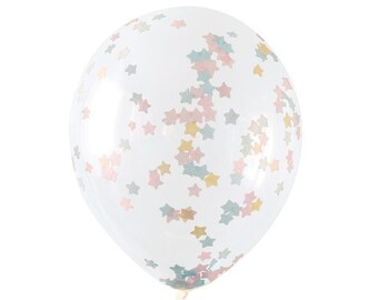 5 Star Confetti Balloons - Twinkle Twinkle Little Star Baby Shower, Twinkle Twinkle Little Star First Birthday, Gender Reveal Party Balloons