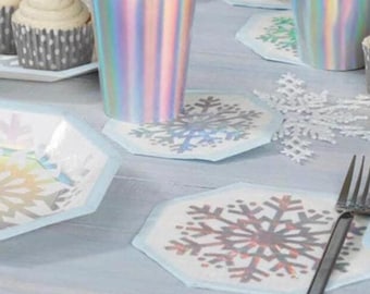 Servilletas de fiesta de copos de nieve - Servilletas de cumpleaños de copos de nieve, decoraciones de fiesta de Winter Onederland, suministros de fiesta de copos de nieve, Winter Wonderland