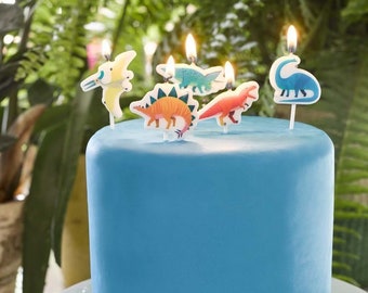 5 x Dinosaur Candle Picks Candle Birthday Party Decoration Cute Dino Food Pick