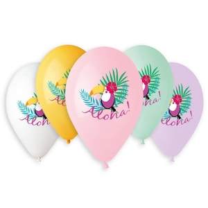 5 Aloha Party Balloons - Palm Springs Bachelorette, Aloha Baby Shower, Hawaiian Party, Tropical Party Decorations, Tropical Balloons