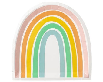 10 "Pastell Regenbogen Teller - Regenbogen Party Teller, Pastell Geburtstagsteller, Regenbogen Babypartydekoration, Pastell Party Zubehör, Party Dekor