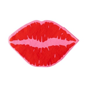 Red Lips Napkins - Bachelorette Party Napkins, Makeup Birthday Decorations, Lips Party, Bachelorette Party Decor, Valentines Party Supplies