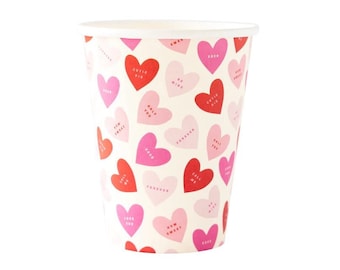 Conversation Hearts Cups - Valentine's Day Party Supplies, Kids Valentines Party Decor, Galentines Party Cups, Valentine's Party Tableware