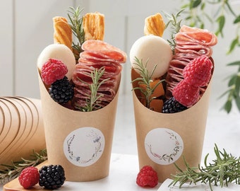 Kraft Charcuterie Cups, Appetizer Cups, Charcuterie Cones, Wedding Supplies, Engagement Party, Floral Bridal Shower, Food Cups, Snack Bar
