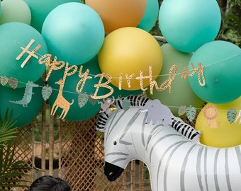 Safari Birthday Banner Set - Safari Birthday Decorations, Jungle Party Decorations, Wild One Birthday, Zoo Party, Wall Decoration