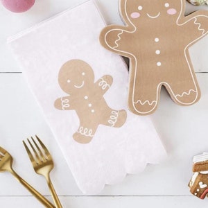 Roze peperkoekservetten - peperkoek kerstfeest, kerstservies, kerstservetten, roze kerstbenodigdheden, gastendoekjeservetten