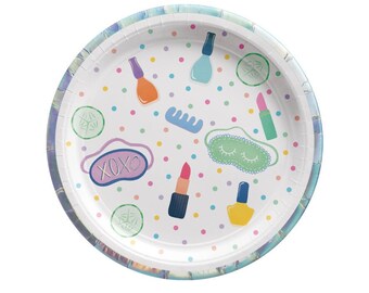 Spa Party Cake Plates - Pamper Birthday Decorations, Wellness Party Supplies, Spa Bachelorette Party, Sleepover Birthday Decor, Makeup Party