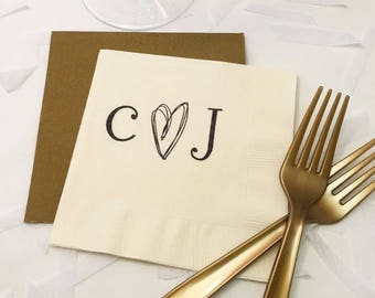 Rustic Wedding Napkins - Personalized Napkins, Cocktail Napkins, Wedding Napkins Personalized, Wedding Cocktail Napkins, Monogram Napkins