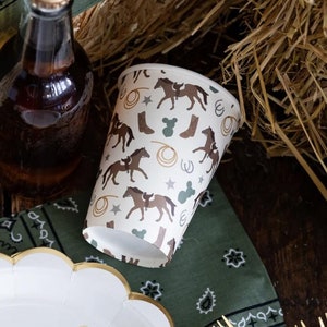 Howdy Party Cups - Western Birthday Cups, Horse Party Supplies, First Rodeo Birthday, Wild West Baby Shower Supplies, Equestrian Party Decor