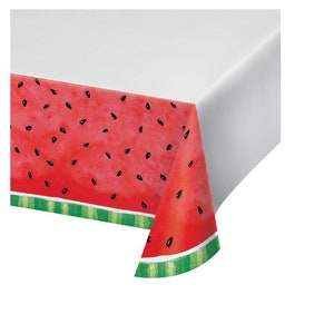 Watermelon Tablecloth - One In A Melon Party Tablecloth, Summer Birthday Decorations, Watermelon Party Supplies, Fruit Party Table Decor