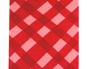 Servilletas a cuadros rosas y rojas: servilletas navideñas, artículos para San Valentín, decoraciones de cumpleaños, fiestas navideñas rosas, servilletas navideñas