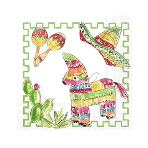 Fiesta Party Napkins 20ct - Cinco De Mayo Party Supplies, Fiesta Birthday Napkins, Cactus Shower, Taco Bar Party, Sombrero Birthday Decor