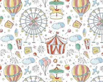 Circus Gift Wrap Sheets – 30x20 Wrapping Paper with Carnival Rides & Treats – Rolled Flat Sheets for Birthday, Baby Shower, Big Top Party