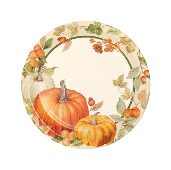 9 Pumpkin Party Plates Fall Party Plates Fall Party Decor Pumpkin Baby Shower Fall Baby Shower Fall Plates Thanksgiving Dinner Party Etsy
