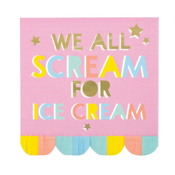 Ice Cream Napkins - Ice Cream Party Supplies, Ice Cream Birthday Napkins, Ice Cream Party Decor, Pastel Ice Cream Birthday Decorations