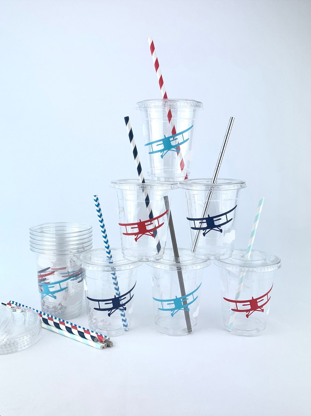 Vintage Airplane Cups, Airplane Baby Shower, Plane Birthday Party ...
