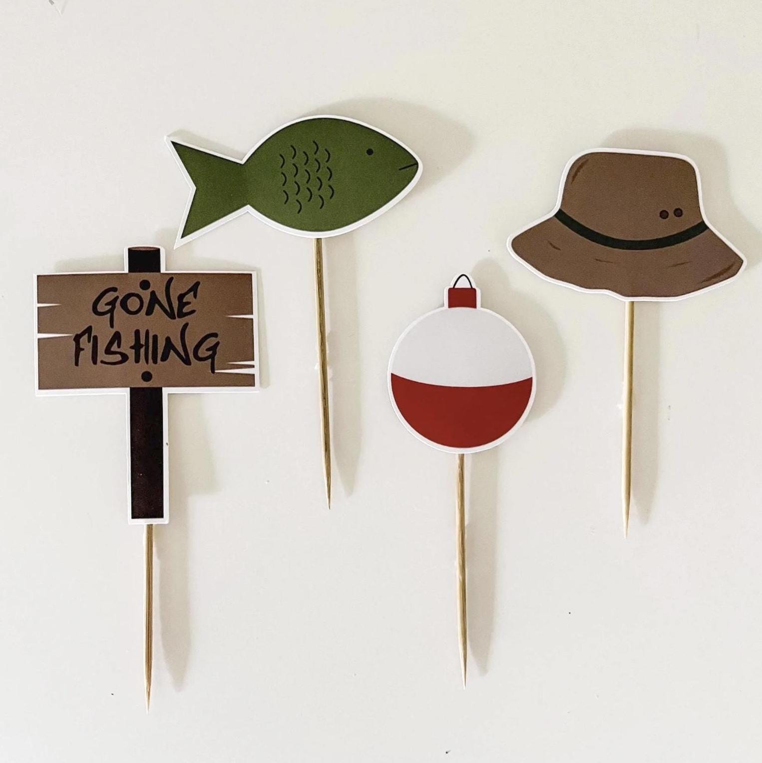 25-teilige Angel-Kuchen-Dekoration – Cupcake-Topper Für Angler-Geburtstagsparty