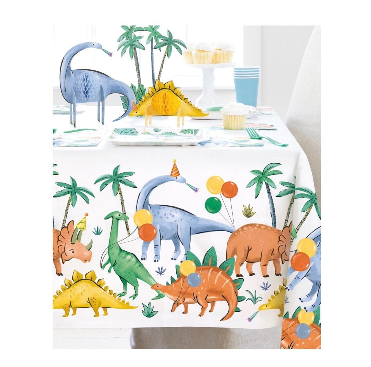 Dinosaurier-Geburtstagsdeko-Set – 61 Teile, Inkl. Teller, Servietten, Tischdecke, Für Ca. 20 Gäste, Perfekt Für Kinderpartys