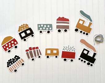 Train Party Banner - Train Birthday Banner, Party Decorations, Birthday Supplies, Choo Choo I'm 2 Birthday, Party Supplies, Birthday Garland