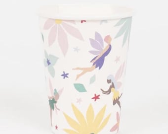 Fairy Party Paper Drink Cups 8ct - 7oz Disposable Cups, Fairy Birthday Decorations, Magic Fairy Party Supplies, Woodland Fairy Tableware