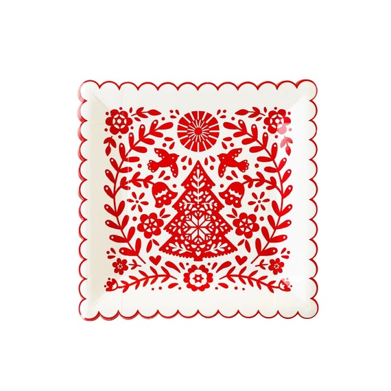 Red White Christmas Plates Scandinavian Christmas, Nordic