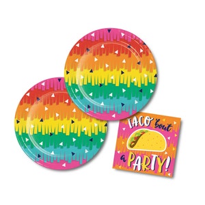 Taco Party Supplies - Fiesta Party Supplies, Fiesta Birthday Plates, Cinco de Mayo Party, Fiesta Bachelorette Party, Taco Birthday Decor