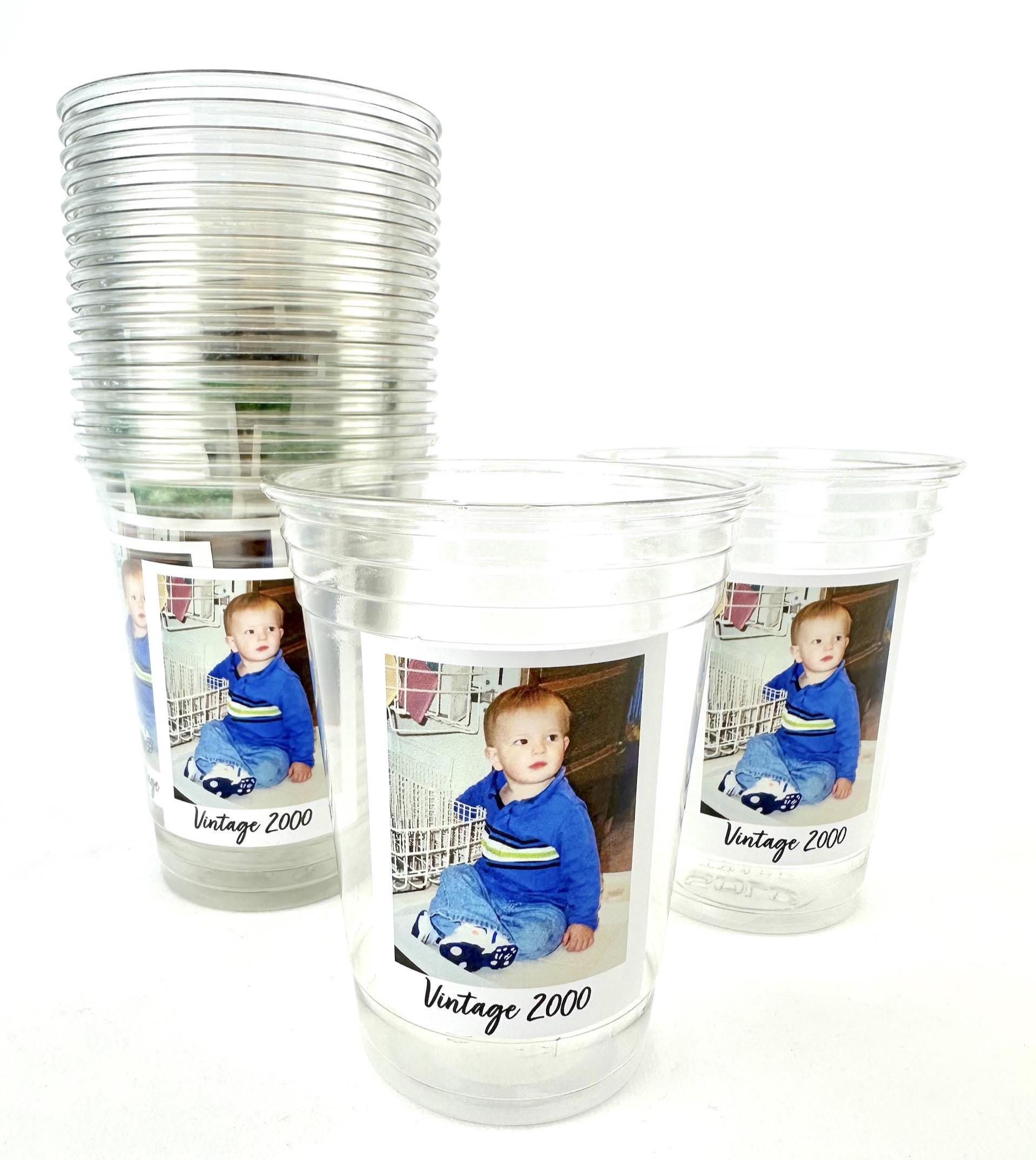 Personalized 16oz Custom Photo Cups – Plastic Cups with Text for Parties, Events, Birthdays & Decorations