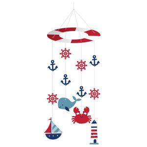 Nautical Hanging Party Decoration 24&quot; - Nautical Baby Shower Decoration, Ahoy Baby Shower, Sailboat First Birthday, Ocean Party Decor