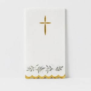 First Communion Napkins, Baptism Luncheon Napkins, Gold Foil Cross Napkins, Religious Party Supplies, Christening Table Decor, 16 Count