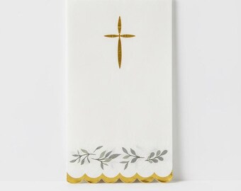 Servetten eerste communie, dooplunchservetten, kruisservetten goudfolie, religieuze feestartikelen, decor dooptafel, 16 count