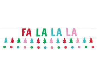 Estandarte de Navidad - Guirnalda de Navidad, Decoración de Navidad, Decoración navideña, Decoración de fiesta de Navidad, Decoraciones de fiesta navideña, Fa La La Banner