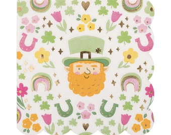 Leprechaun Party Napkins - St Patrick's Day Party Supplies, Lucky One Birthday, Clover Baby Shower, Leprechaun Birthday, Shamrock Party