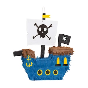 Piñata de barco pirata - Piñata de cumpleaños pirata, decoraciones para fiestas piratas, juegos de cumpleaños infantiles, artículos para fiestas con mapa del tesoro, fiesta en el océano
