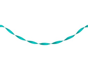 Turquoise crêpepapier slinger, decoratie voor verjaardagsfeestjes, babyshower, bruiloften en afstudeerfeesten, 24,7 meter lange slinger.
