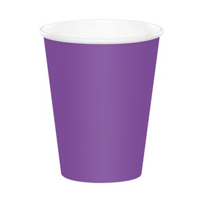 Amethyst Purple 9oz Paper Cups 24ct - Purple Birthday Cups, Mermaid Party Supplies, Mermaid Baby Shower, Gymnastic Birthday, Galaxy Party