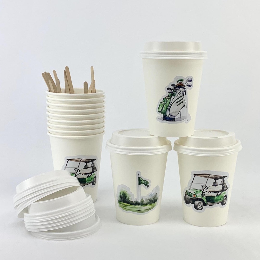 Golf R Cups Golf Party Paper Cups With Lids & Stir Sticks - Golfing Birthday, Golf ...