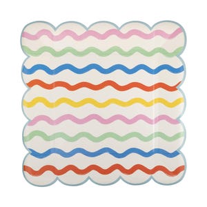 Regenbogen gestreifte Papierteller 8ct - Regenbogen Geburtstagsteller, Partydekoration, Sommergeburtstag, Strandparty, Haustier Geburtstag
