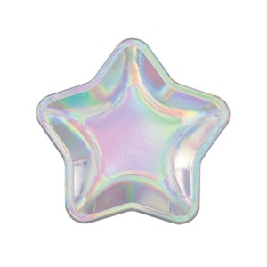 Iridescent Star Plates - Galaxy Birthday Plates, Space Party Decorations, Star Party Supplies, Galaxy Baby Shower, Space Birthday Supplies