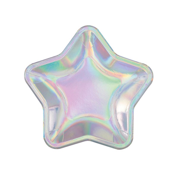 Iridescent Star Plates - Galaxy Birthday Plates, Space Party Decorations, Star Party Supplies, Galaxy Baby Shower, Space Birthday Supplies