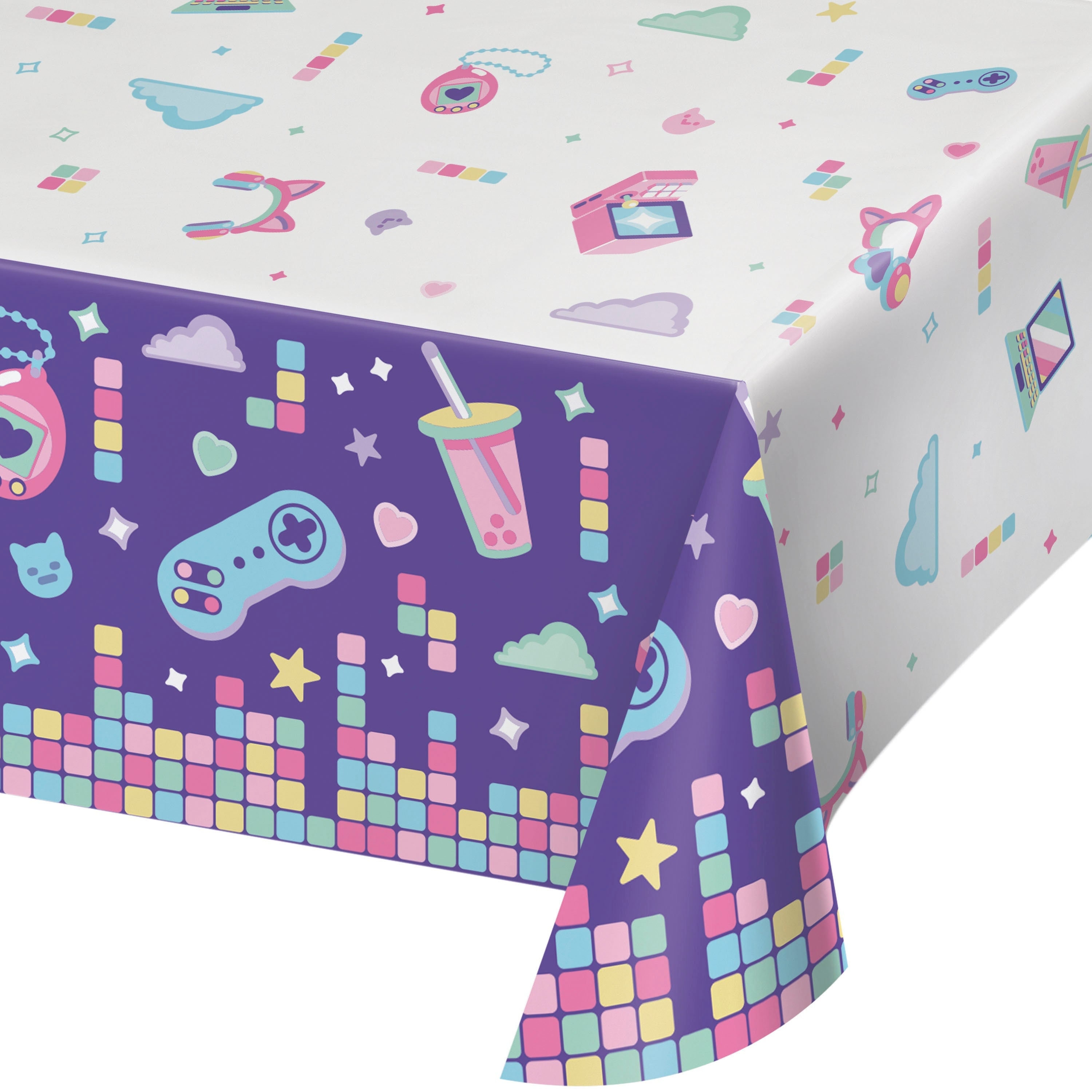 Gaming Party Tablecloth Girl Gaming Birthday Party Level Up Party Decorations Gaming Birthday Supplies Teen Girl Birthday