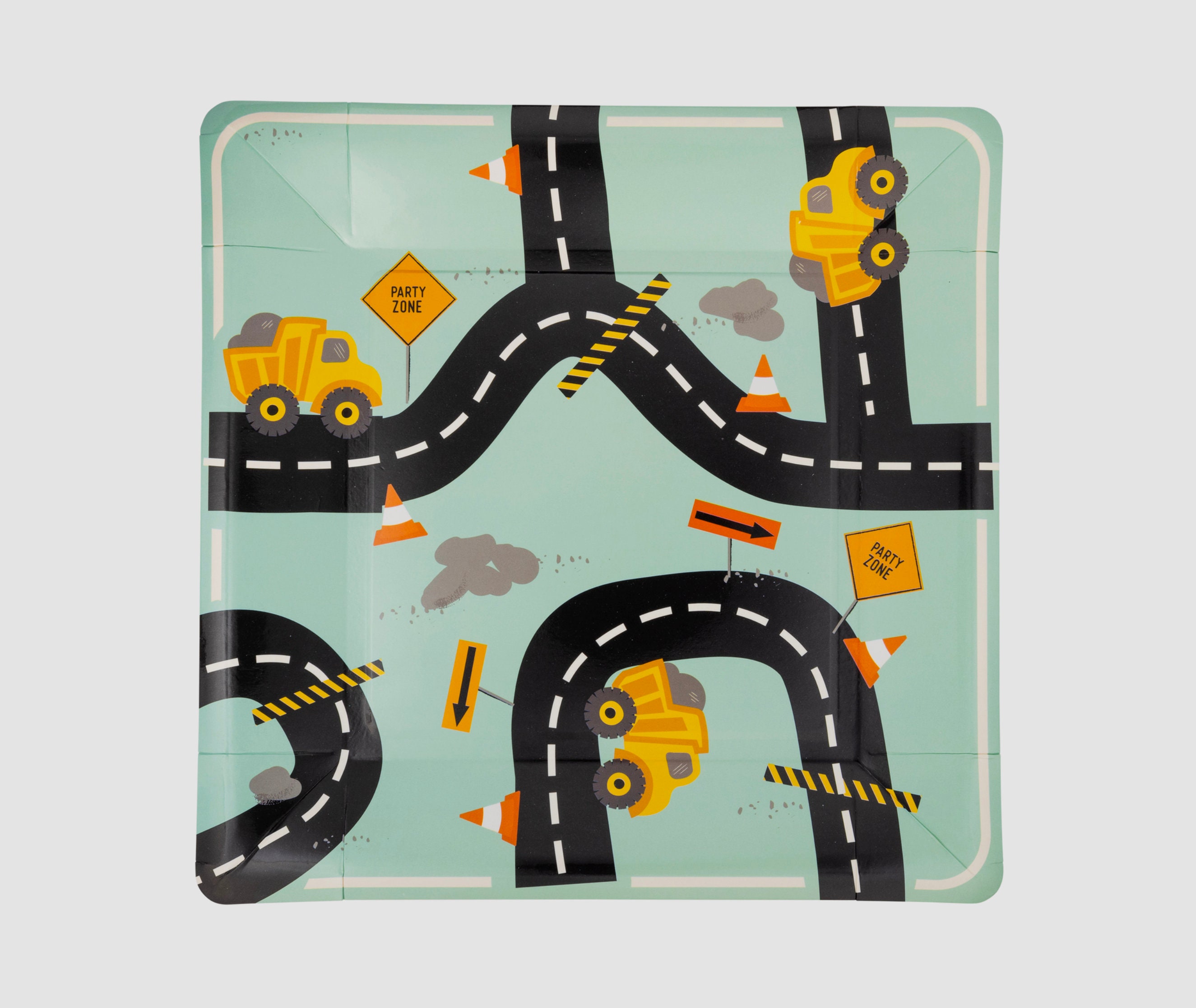 Construction Zone Party Plates - Dump Truck Birthday Decorations, Under Construction Baby Shower, Heavy Equipment Truck Party Supplies