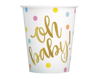 Oh Baby Shower Cups - Oh Baby Party Cups, Polka Dot Baby Shower, Baby Shower Party, Gender Reveal Party, Shower Decorations, Party Supplies
