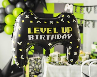 Level Up Birthday Balloon - Game Controller Party Balloon, Video Gamer Party Supplies, Gaming Party Decorations, Next Level Birthday Decor